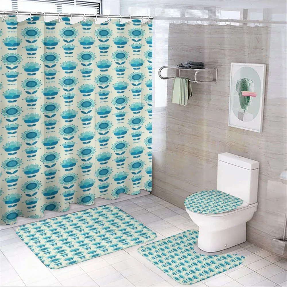 Folkloric Abstract Flowers — 4-Piece Bathroom Set preview