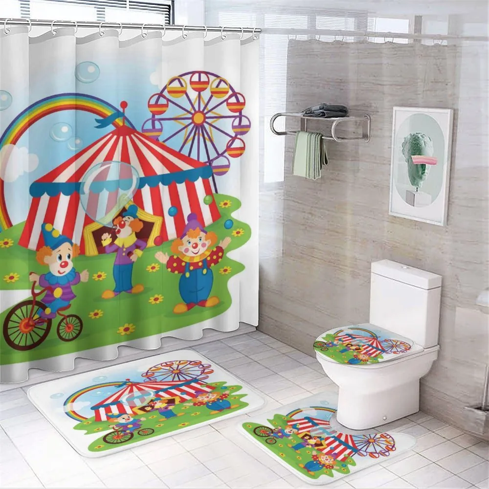 Fun Circus Scene Clowns — 4-Piece Bathroom Set preview