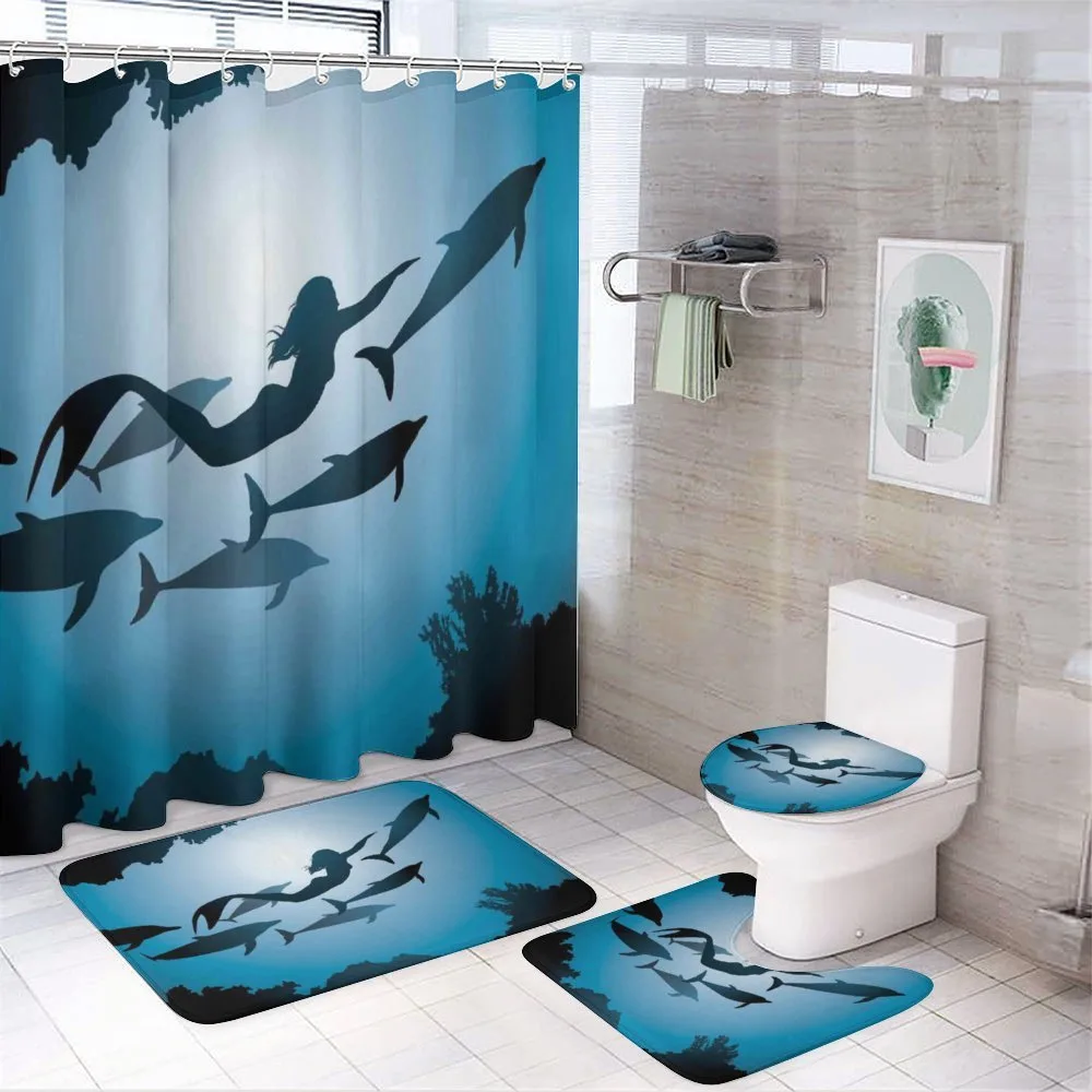 Mermaid and Dolphins — 4-Piece Bathroom Set preview