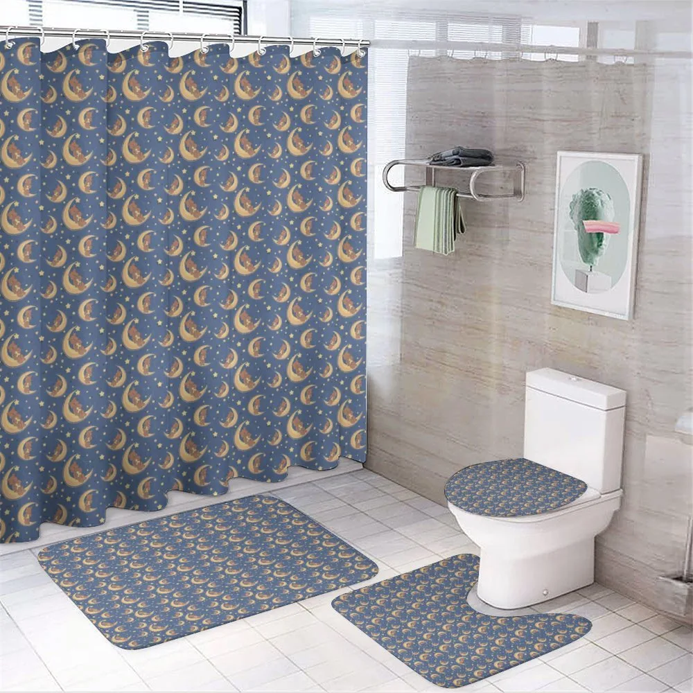 Teddy Bear Holding a Star — 4-Piece Bathroom Set preview