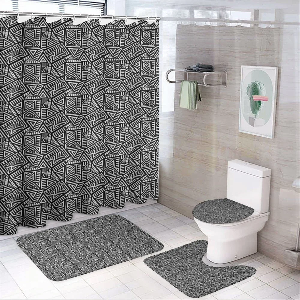 Boho Folk Geometric Maze — 4-Piece Bathroom Set preview