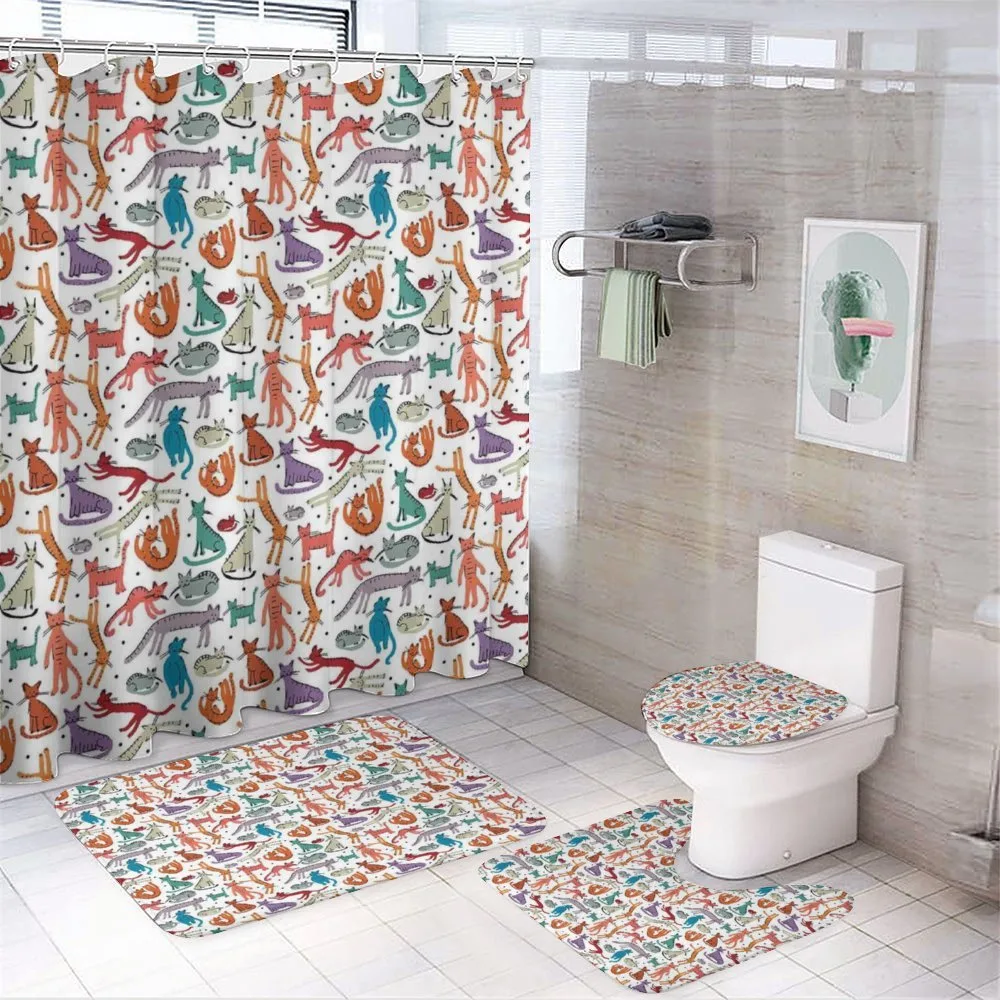 Colorful Sketch Composition 4-Piece Bathroom Set product video