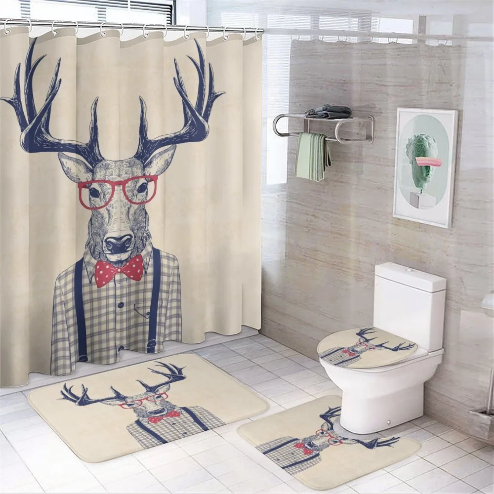 Humorous Deer with Jazz Bow — 4-Piece Bathroom Set preview