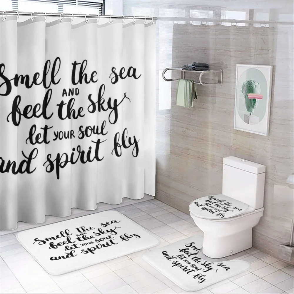 Ink Calligraphy — 4-Piece Bathroom Set preview