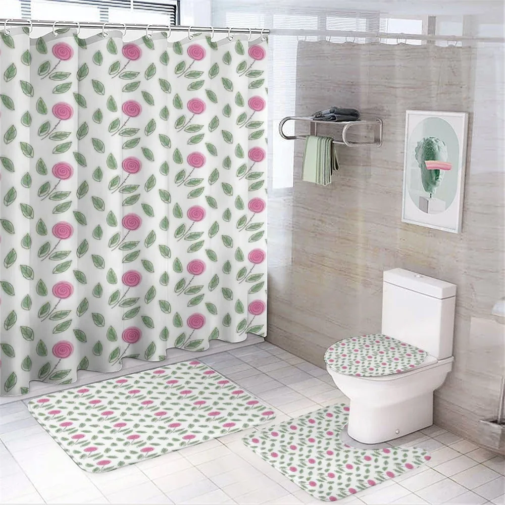 Modern Style Pink Blossoms — 4-Piece Bathroom Set preview
