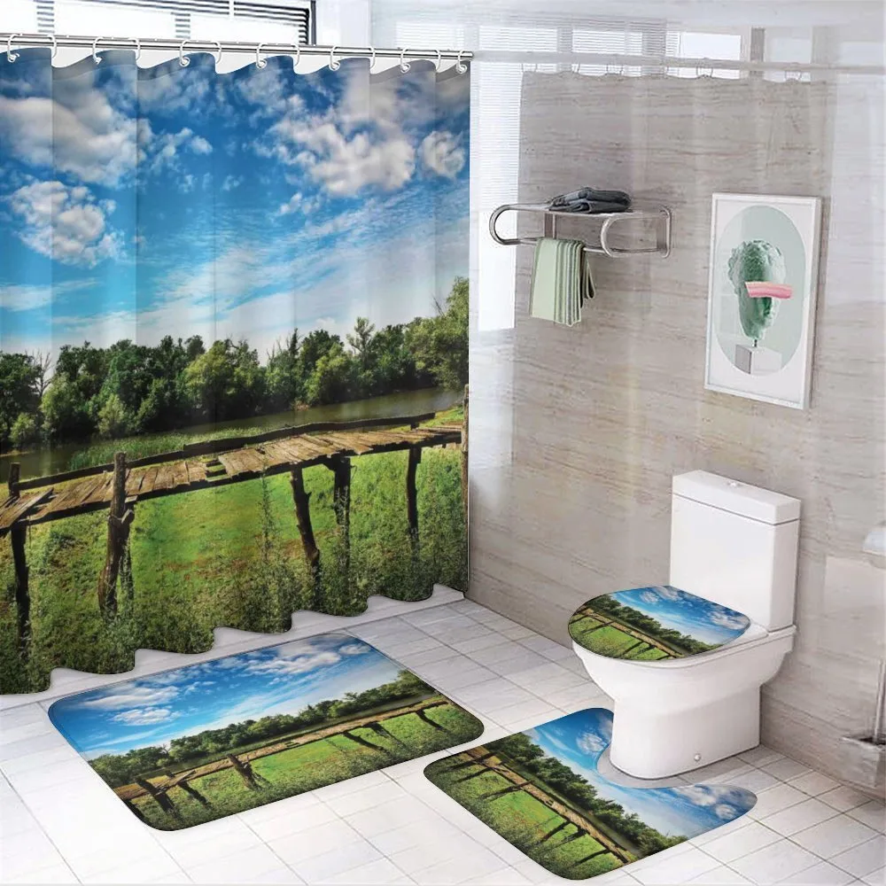 Old Wooden Bridge Summer — 4-Piece Bathroom Set preview