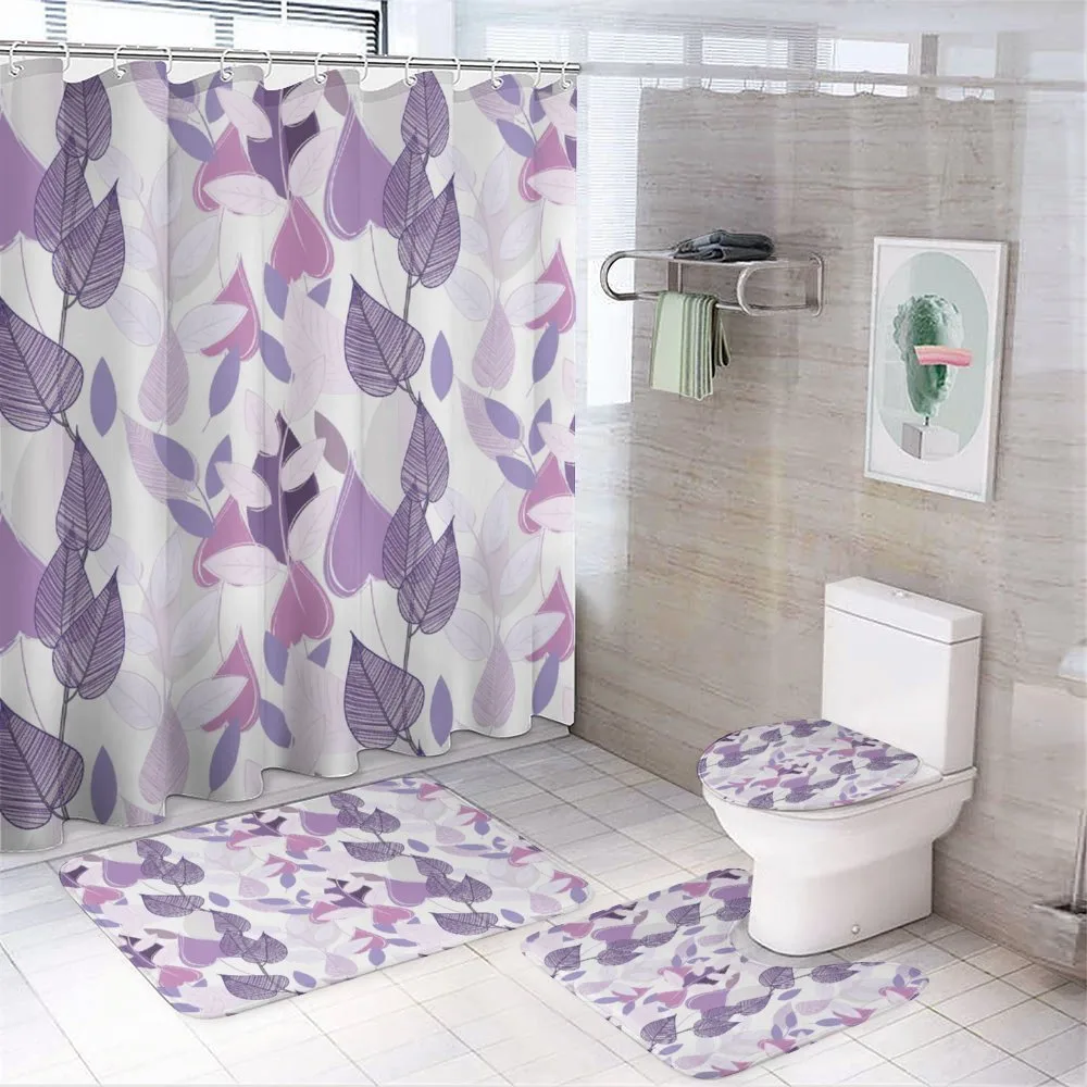 Foliage Leaves Purple — 4-Piece Bathroom Set preview