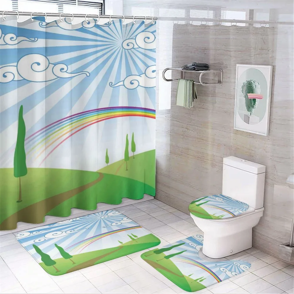 Rainbow on a Meadow Road — 4-Piece Bathroom Set preview
