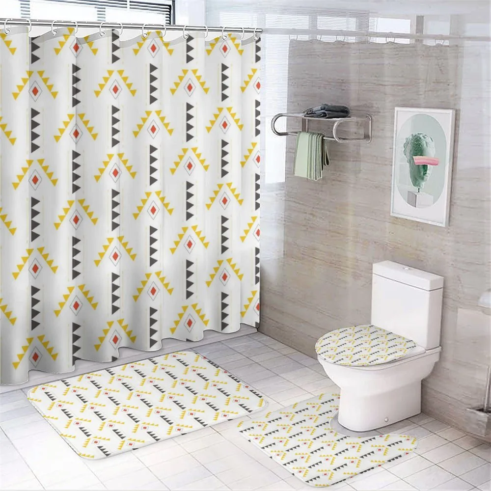 Retro Rhombus Line — 4-Piece Bathroom Set preview