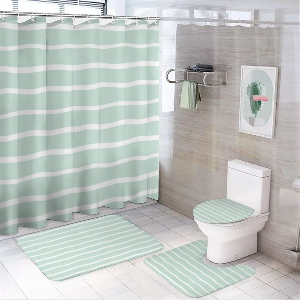 Wavy Lines White Striped — 4-Piece Bathroom Set preview