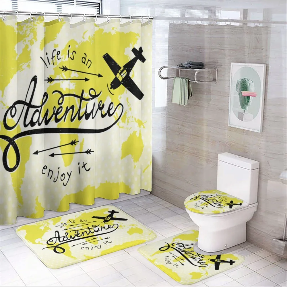 World Map Airplane — 4-Piece Bathroom Set preview