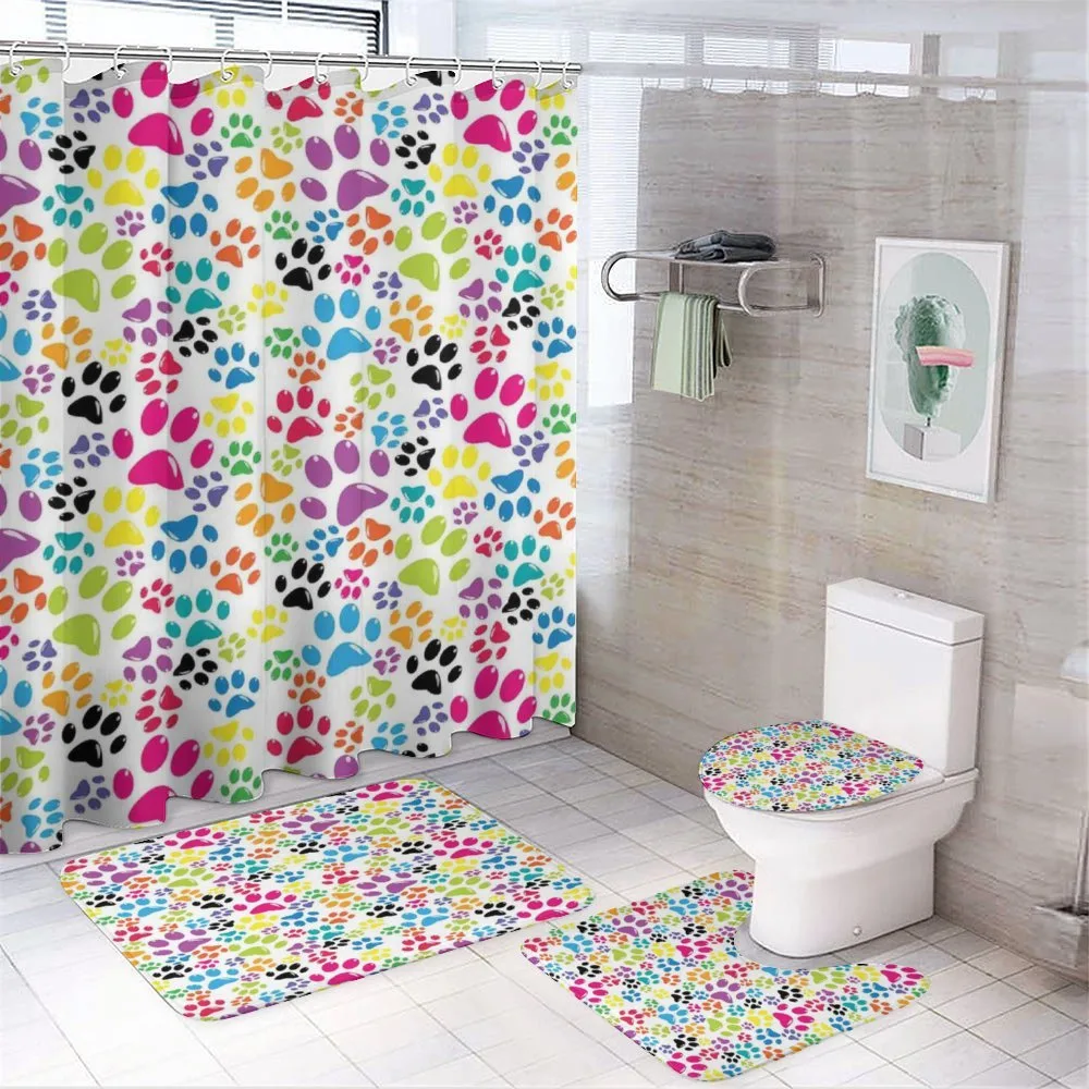 Cartoon Dog Paw Traces — 4-Piece Bathroom Set preview