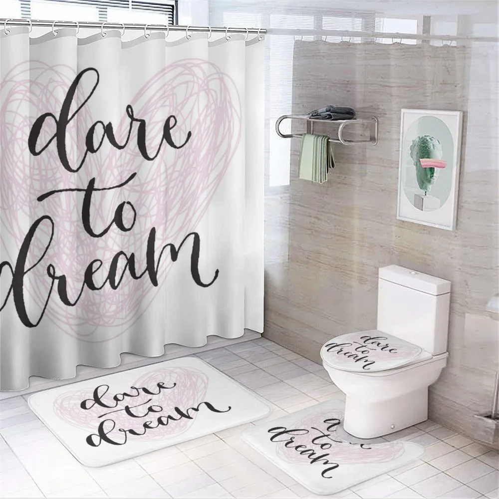 Dare to Dream Words Hearts — 4-Piece Bathroom Set preview