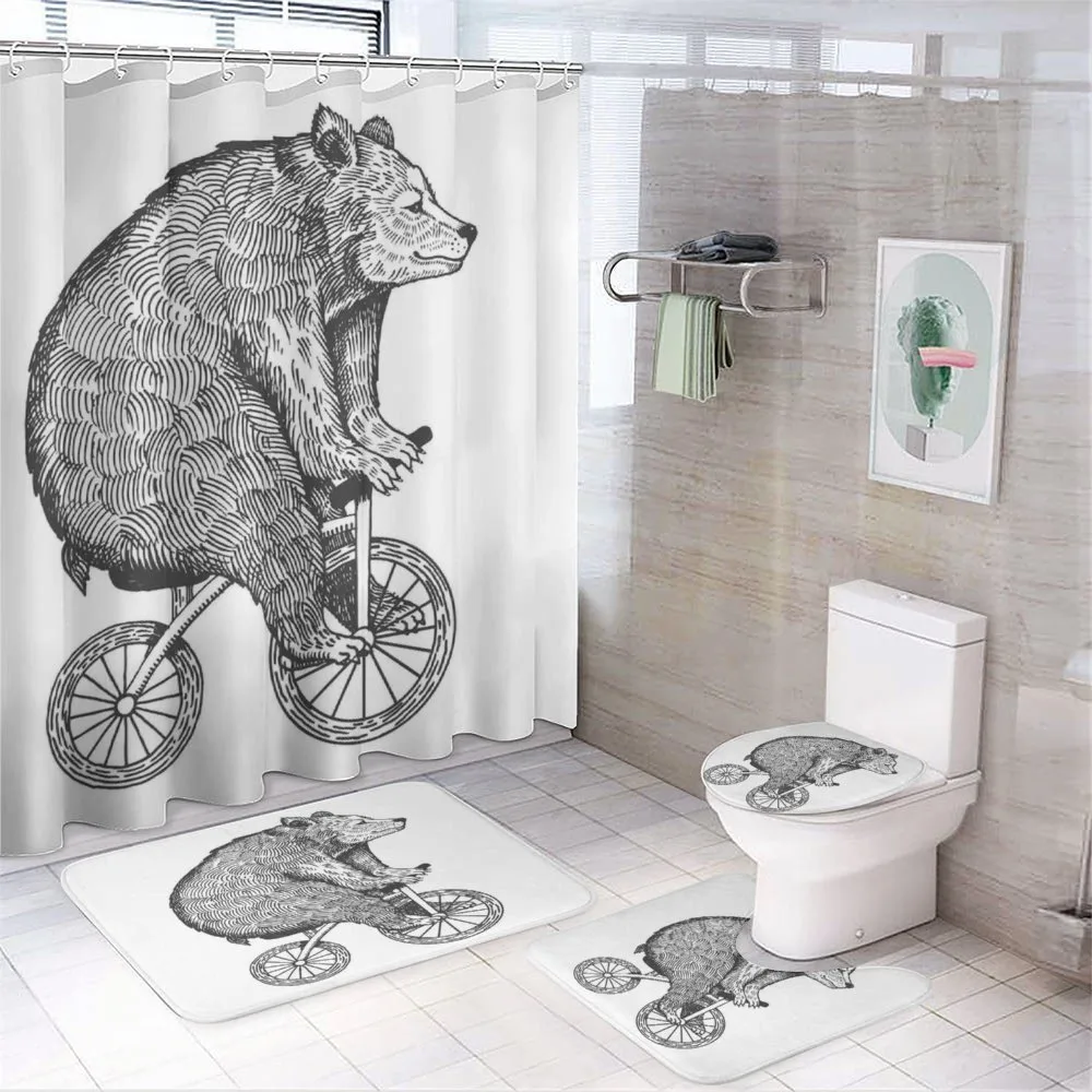 Funny Circus Bear Art — 4-Piece Bathroom Set preview