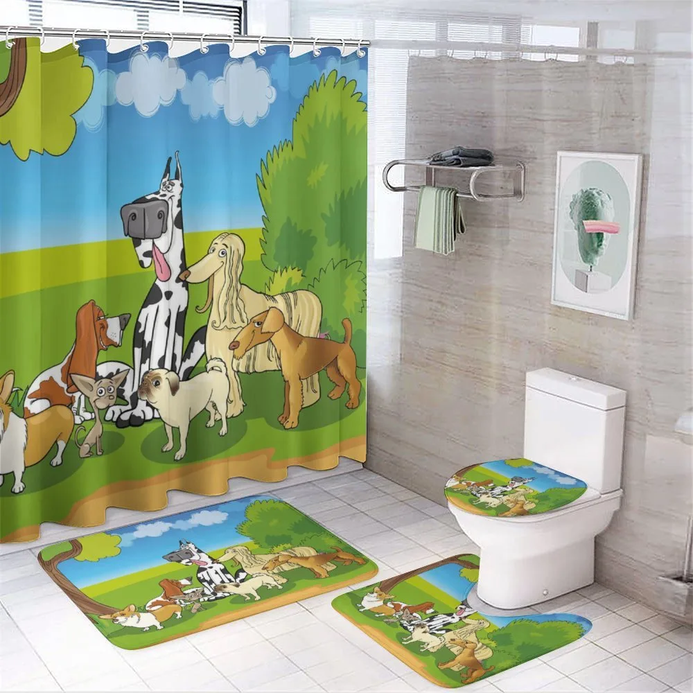 Funny Purebreds at Forest — 4-Piece Bathroom Set preview