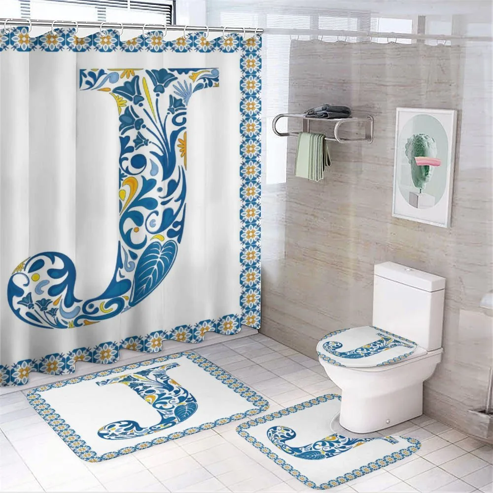 Graphic Illustration J 4-Piece Bathroom Set product video