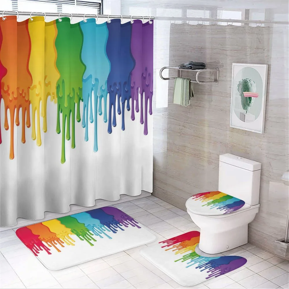 Rainbow Colored Paint 4-Piece Bathroom Set product video