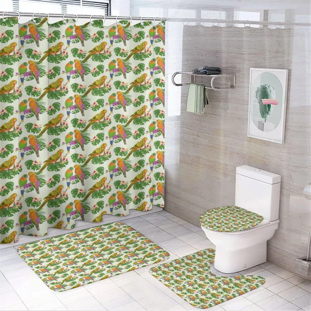 Vivid Floral Parrots — 4-Piece Bathroom Set preview