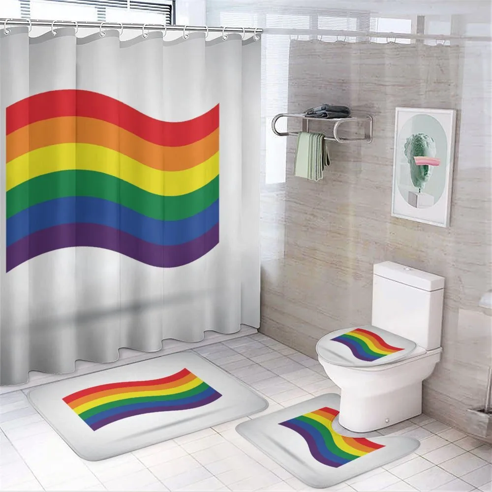 Waving Gay Flag Illustration — 4-Piece Bathroom Set preview