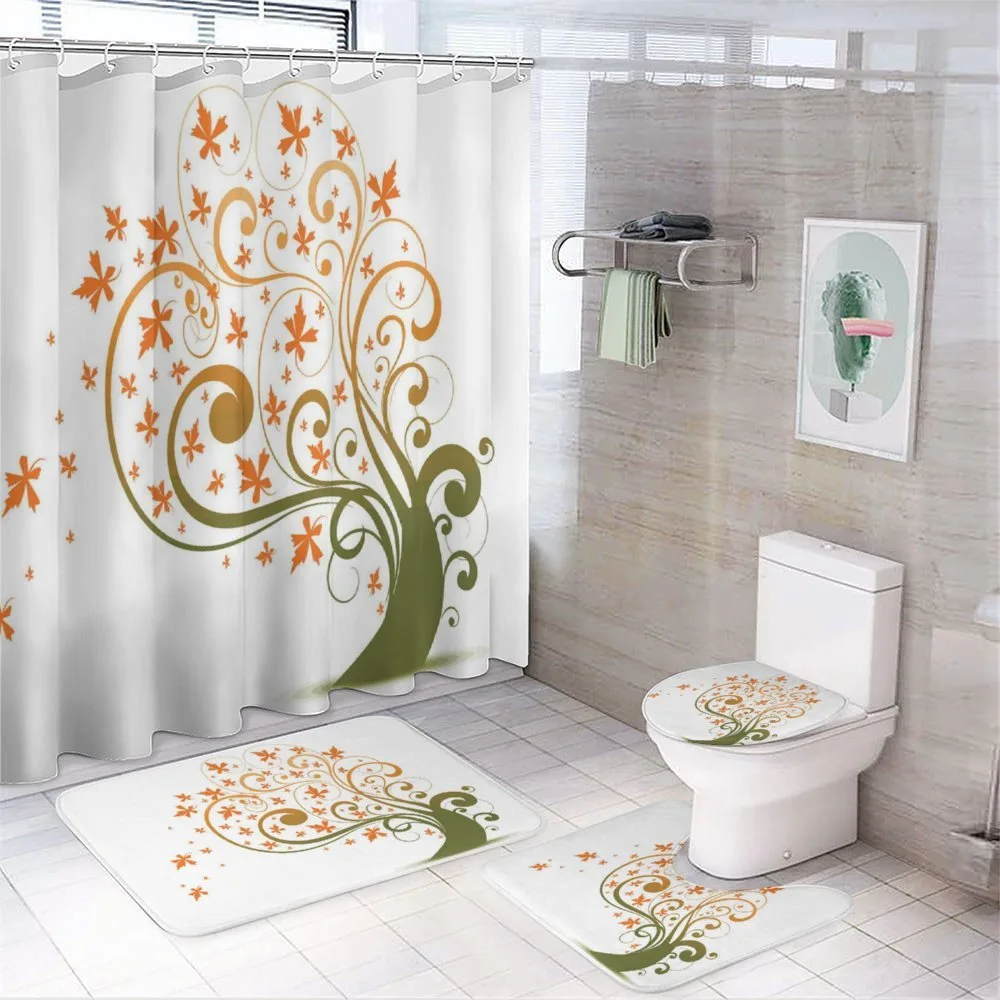 Abstract Autumn Tree Ornament — 4-Piece Bathroom Set preview