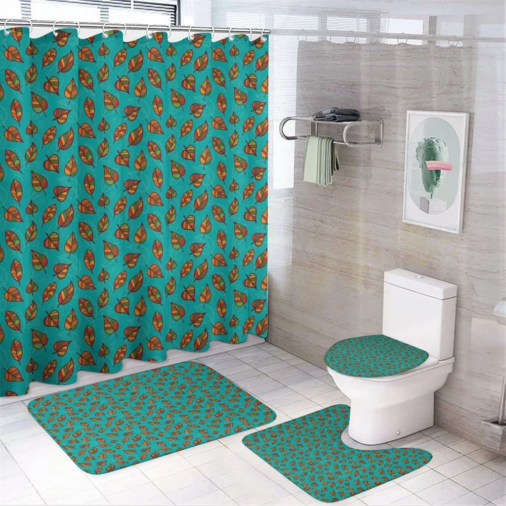 Doodle Art Falling Leaves — 4-Piece Bathroom Set preview