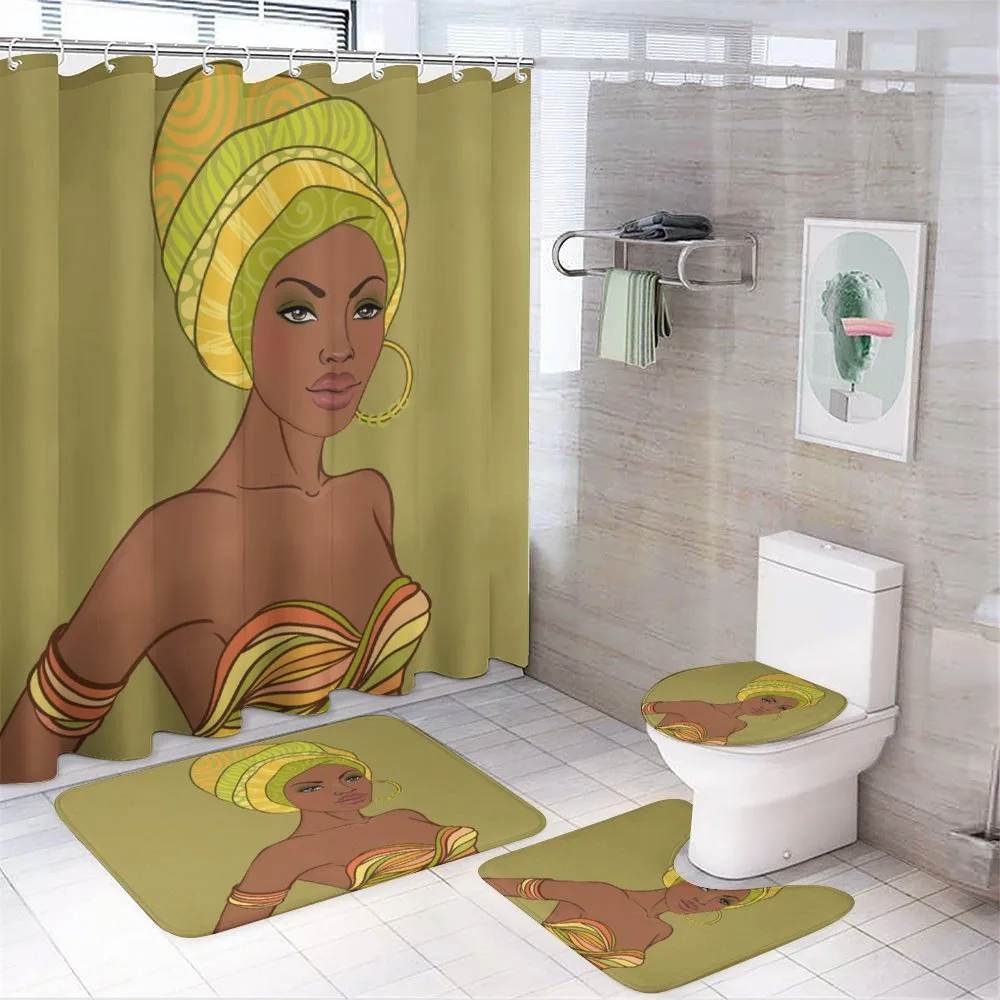 Fashion Lady with Earrings — 4-Piece Bathroom Set preview