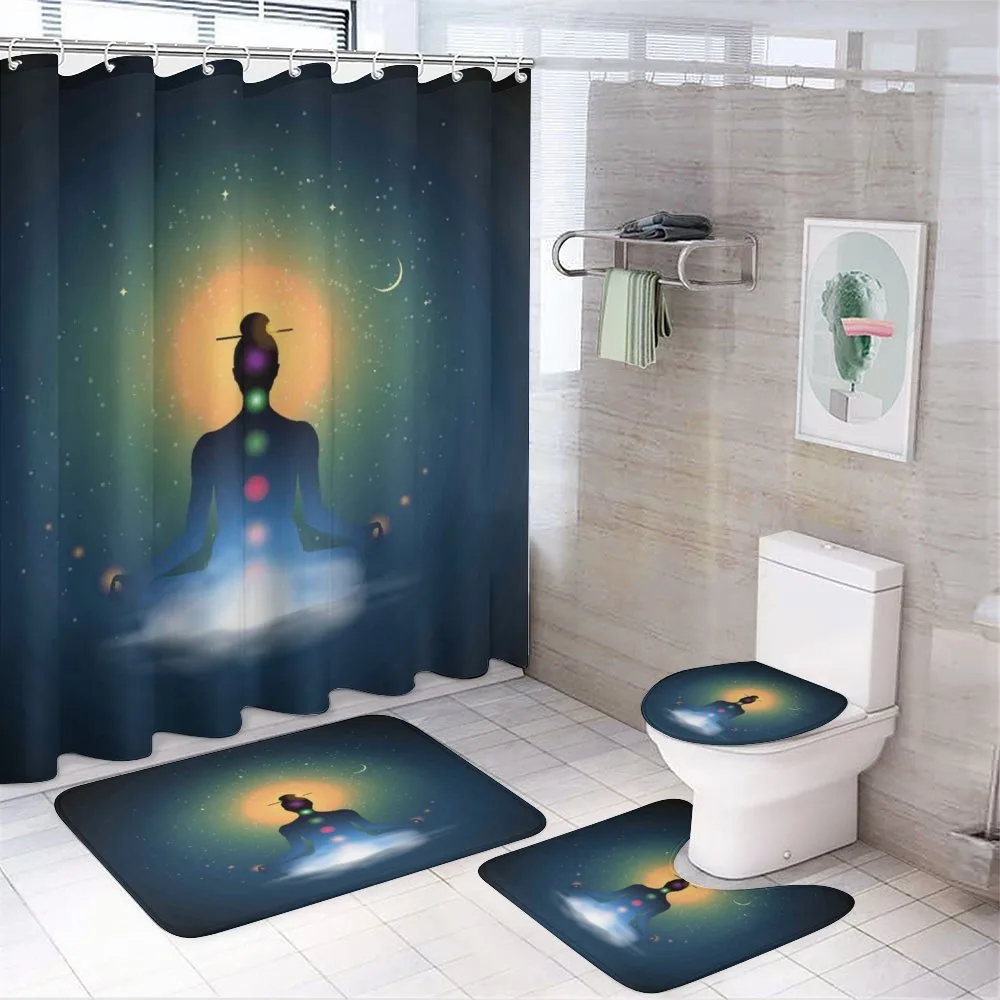 Meditating Woman Chakra — 4-Piece Bathroom Set preview