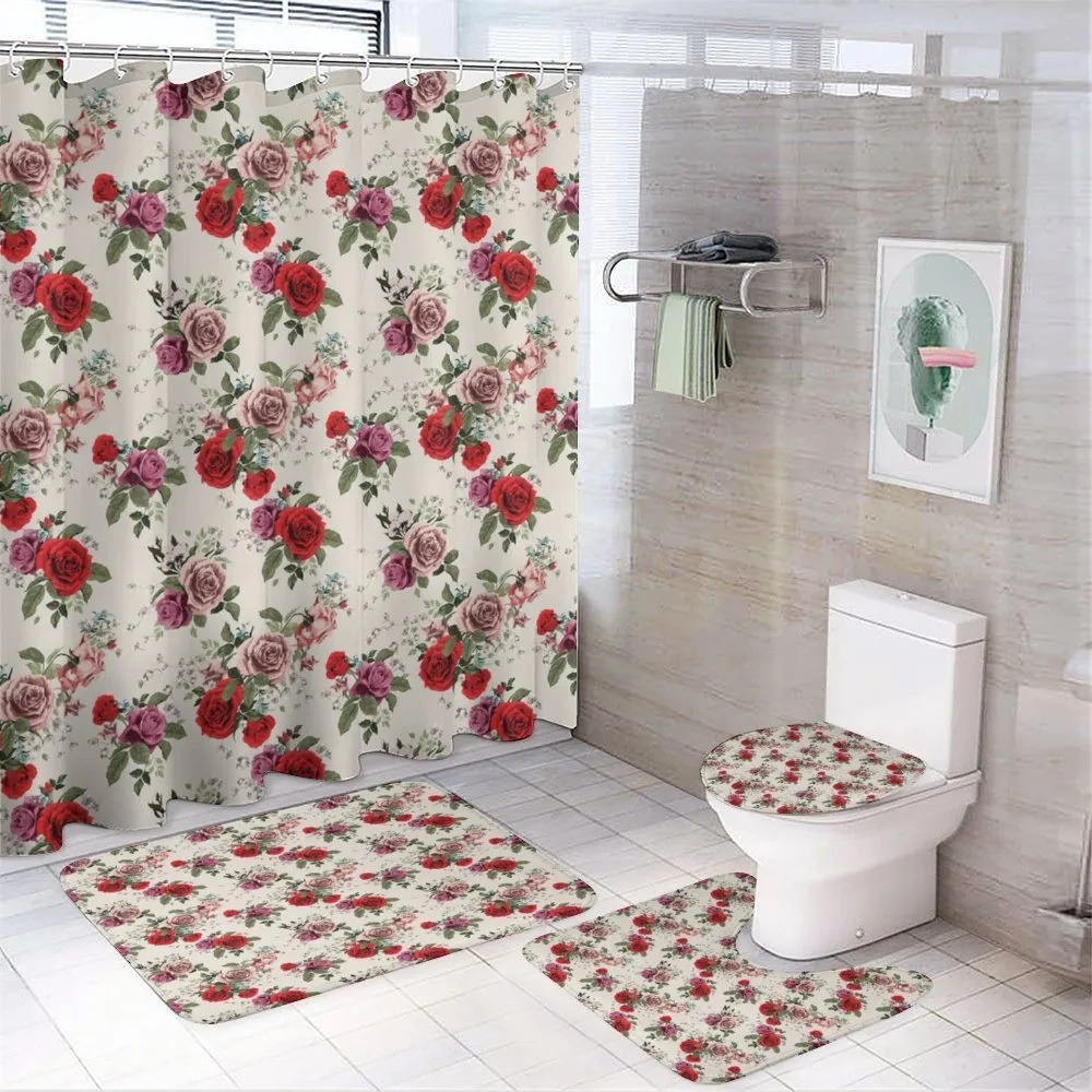 Romantic Flowers Leaves — 4-Piece Bathroom Set preview