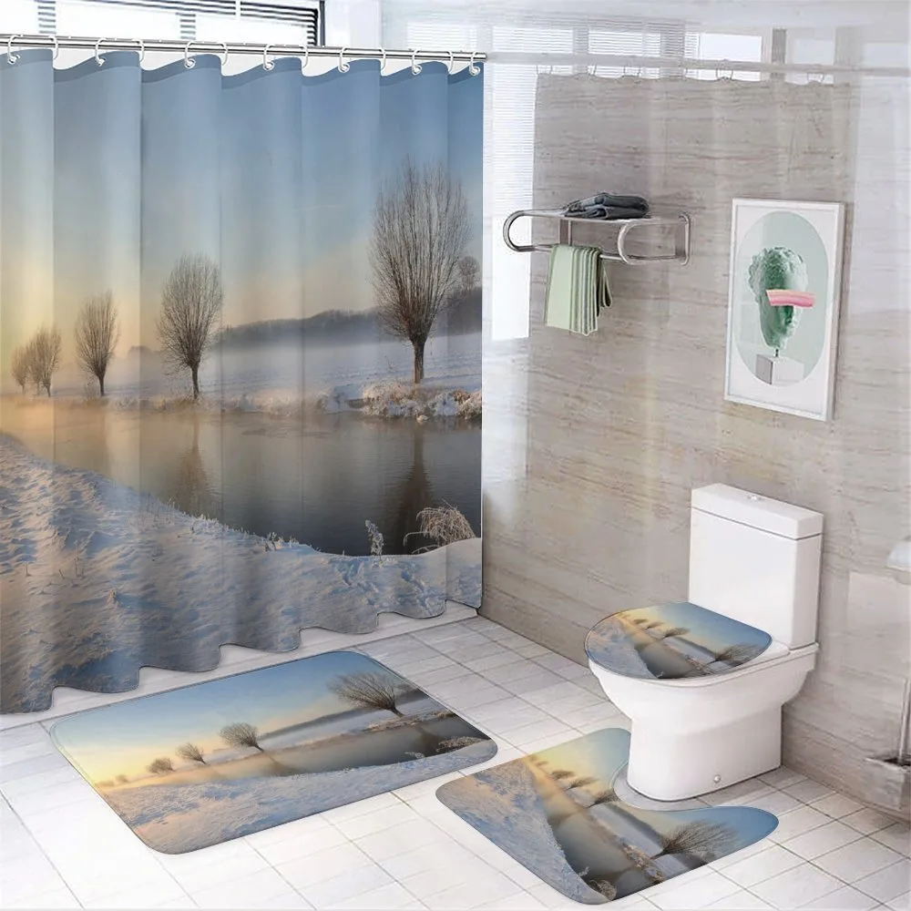 Snowy Season River Trees — 4-Piece Bathroom Set preview