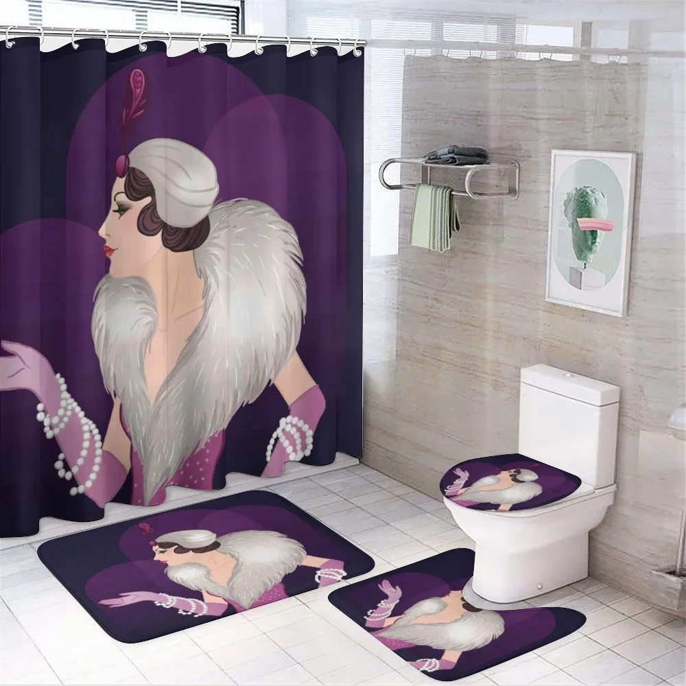 Vintage Portrait of Lady 4-Piece Bathroom Set product video