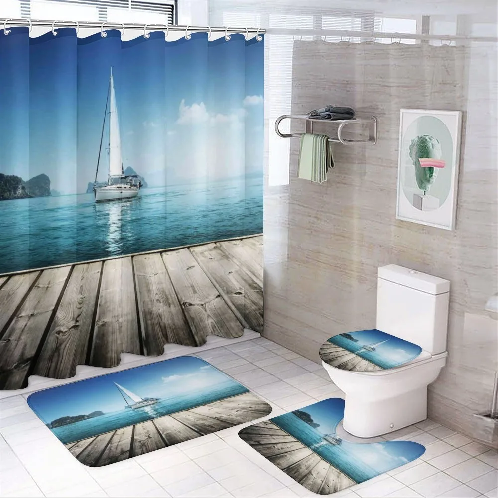 Yacht and Wooden Deck — 4-Piece Bathroom Set preview