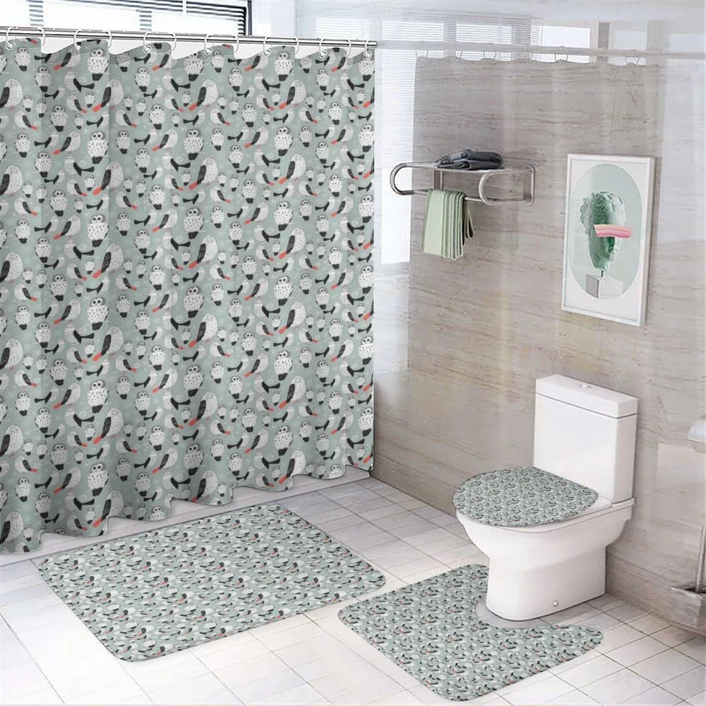 Cartoon Long-Eared Owl — 4-Piece Bathroom Set preview