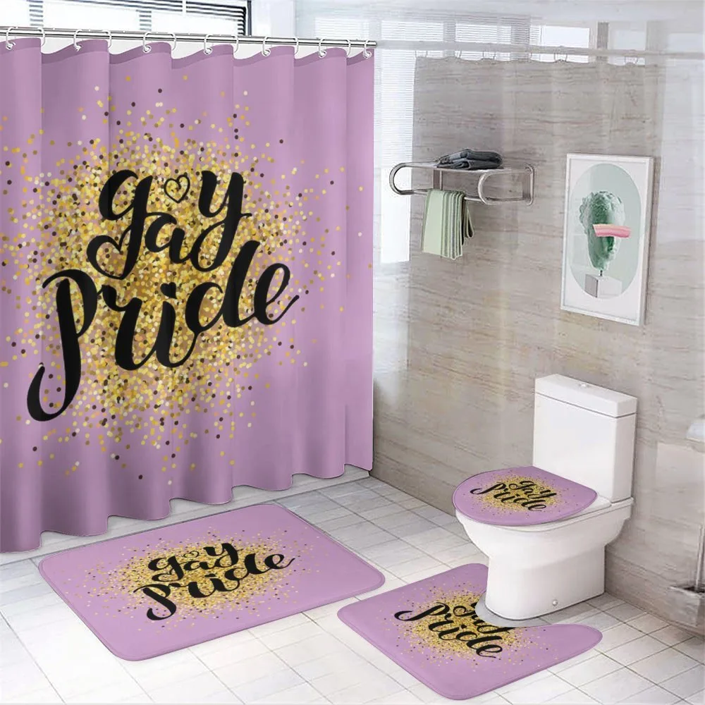 Gay Pride Dots on Lilac — 4-Piece Bathroom Set preview