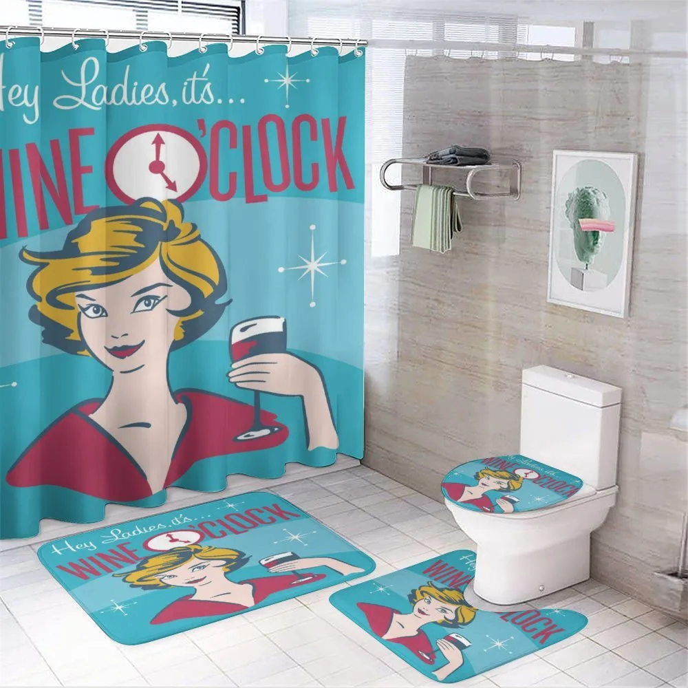 Ladies It's Wine O'clock — 4-Piece Bathroom Set preview