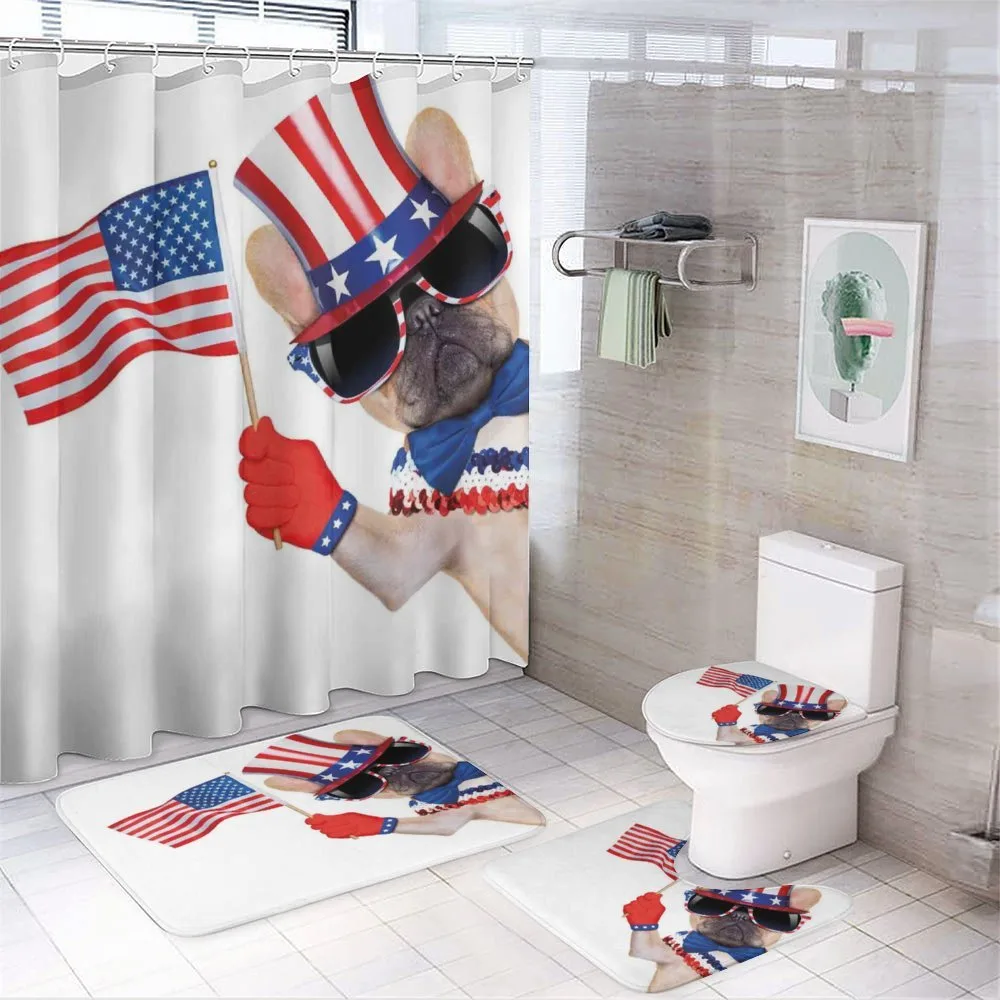 Patriotic Pug Dog — 4-Piece Bathroom Set preview