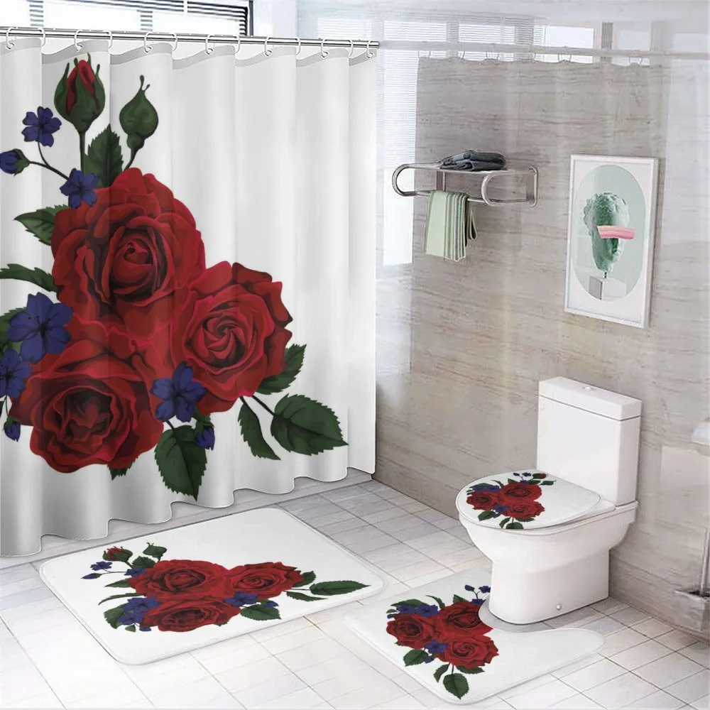 Red Bloom Gentle Florets — 4-Piece Bathroom Set preview