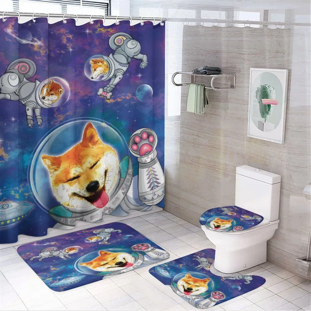 Astronaut Shibas in Space — 4-Piece Bathroom Set preview