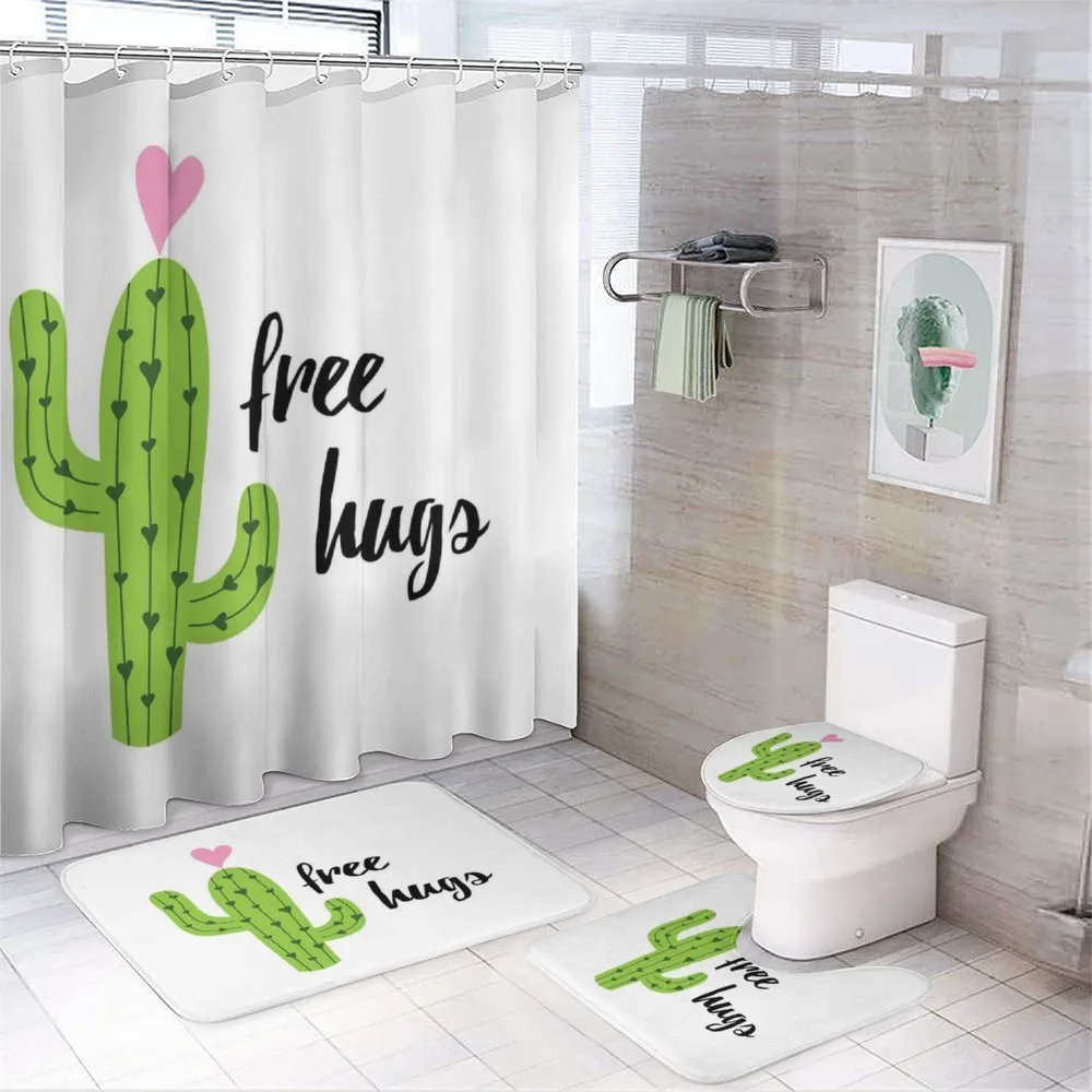 Cactus with Free Hug Words — 4-Piece Bathroom Set preview