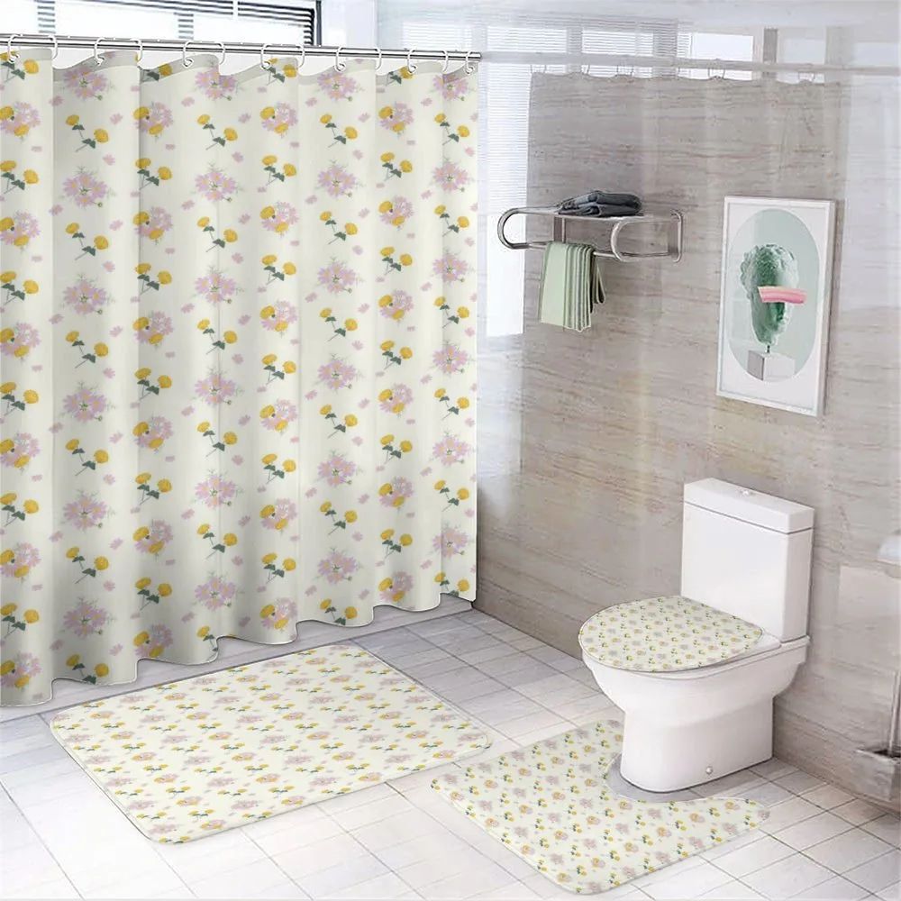 Cosmee and Zinnia Flowers — 4-Piece Bathroom Set preview