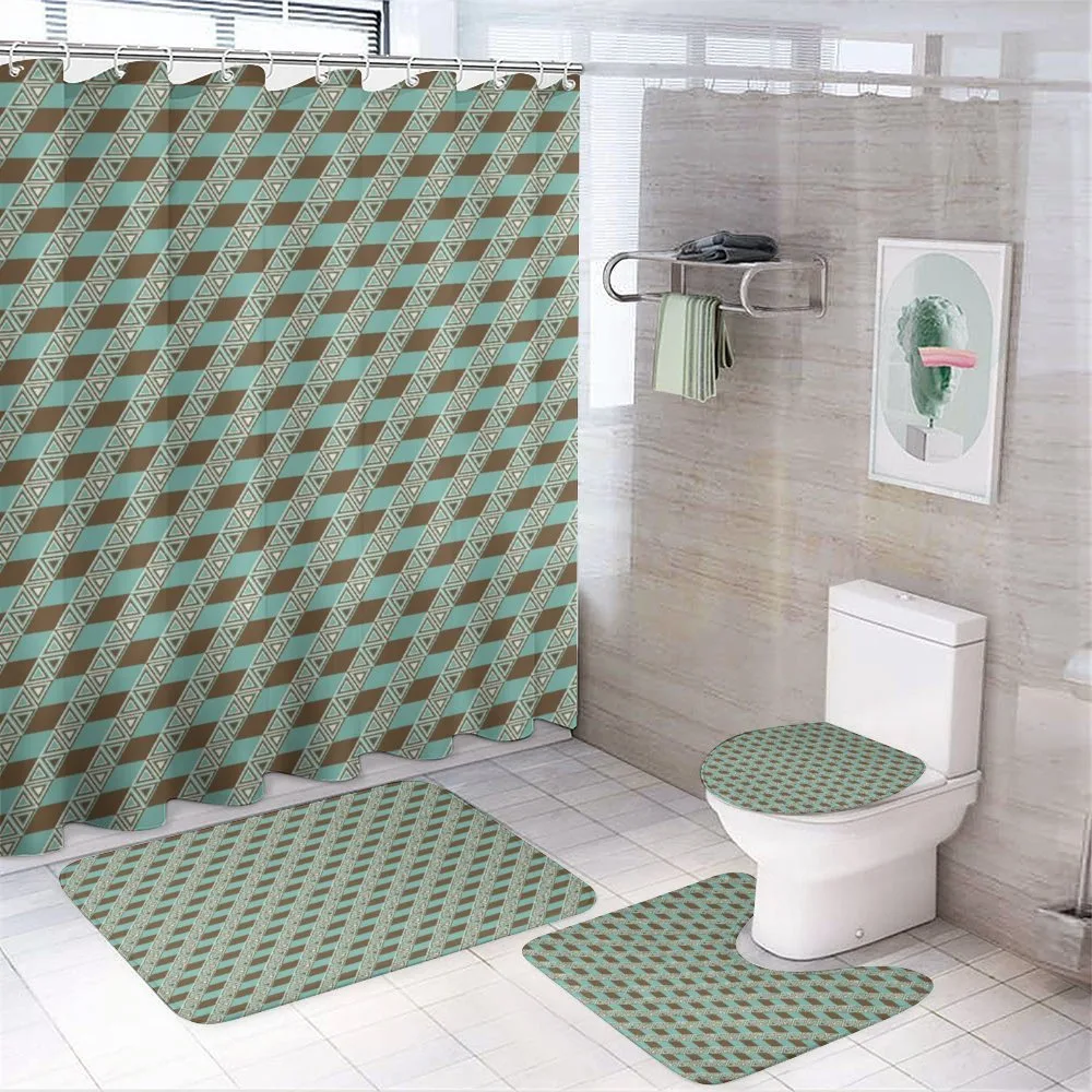 Retro Color Triangles — 4-Piece Bathroom Set preview
