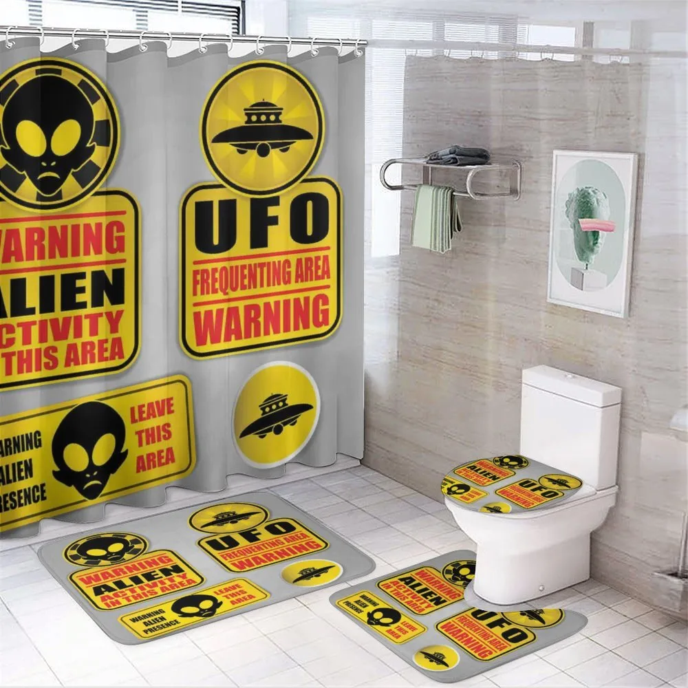 Warning Alien Danger — 4-Piece Bathroom Set preview