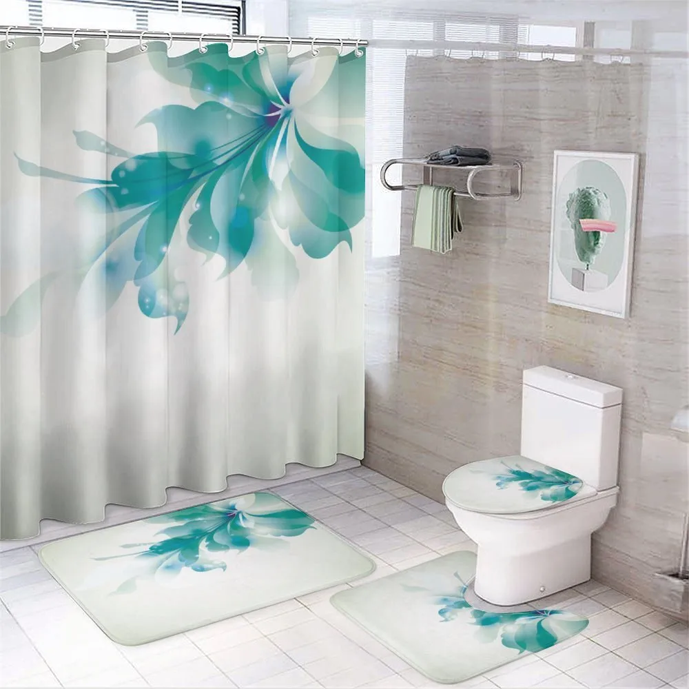 Blue Ombre Flowers — 4-Piece Bathroom Set preview