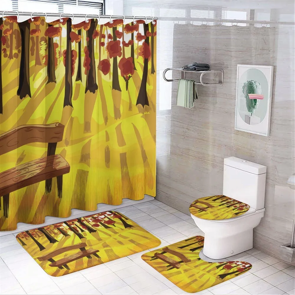 Cartoon Tree and Bench — 4-Piece Bathroom Set preview