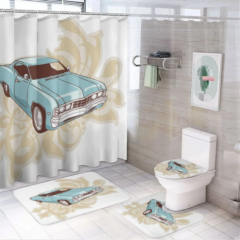 Classical Sports Car Retro — 4-Piece Bathroom Set preview