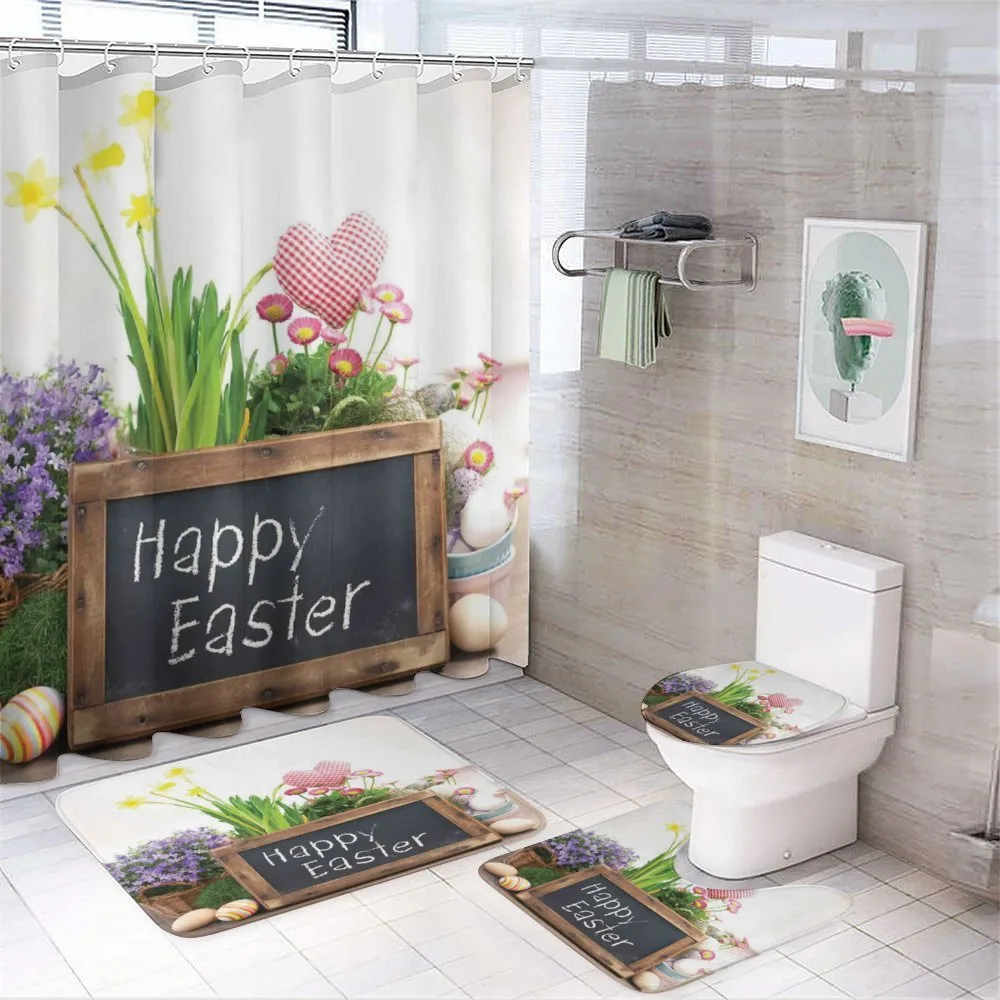 Flowers Eggs on Table — 4-Piece Bathroom Set preview