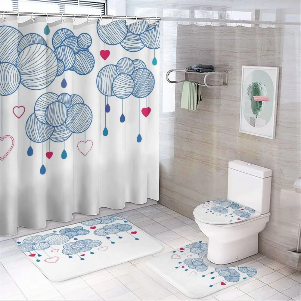 Hand Drawn Clouds — 4-Piece Bathroom Set preview