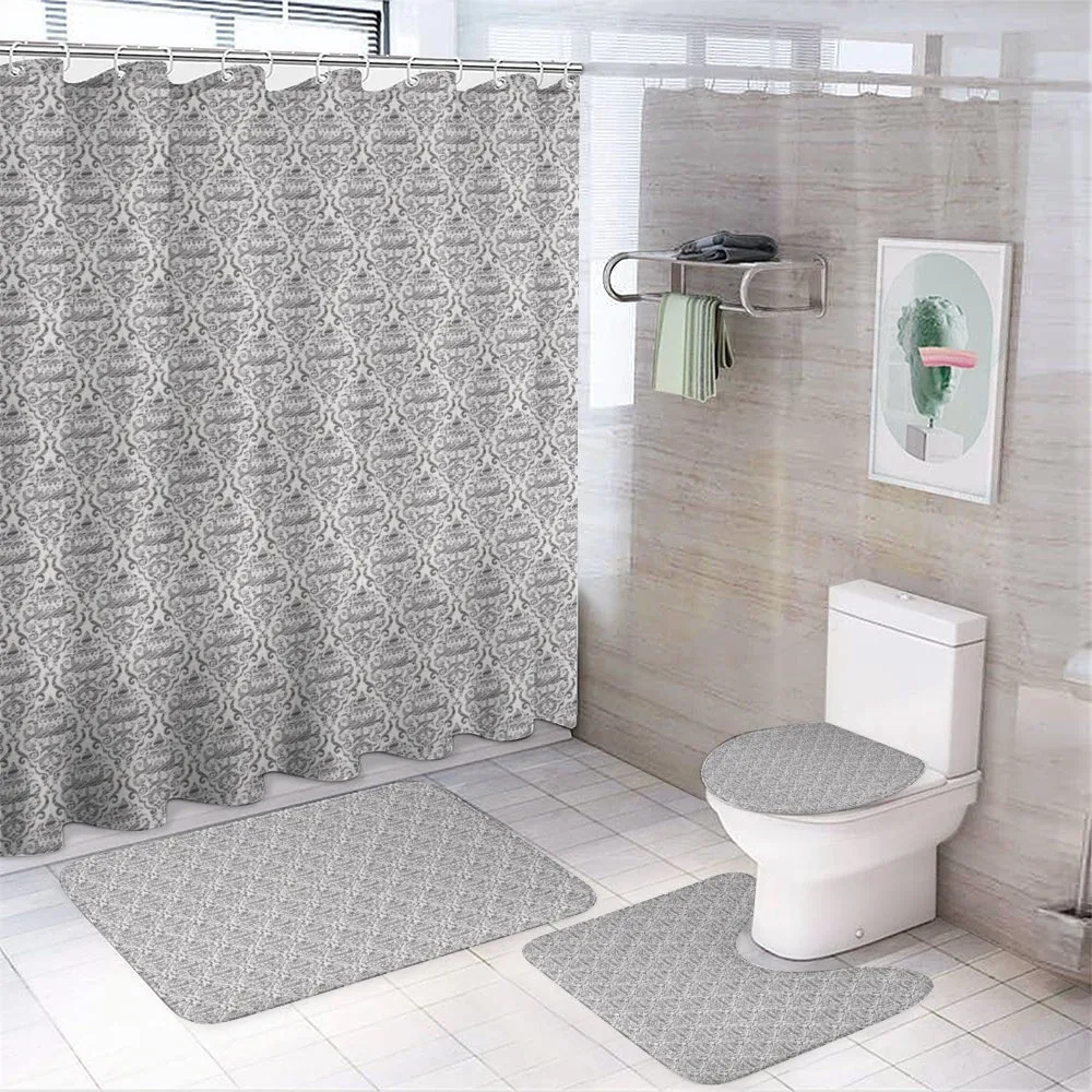 Hatched Curlicue Motif — 4-Piece Bathroom Set preview