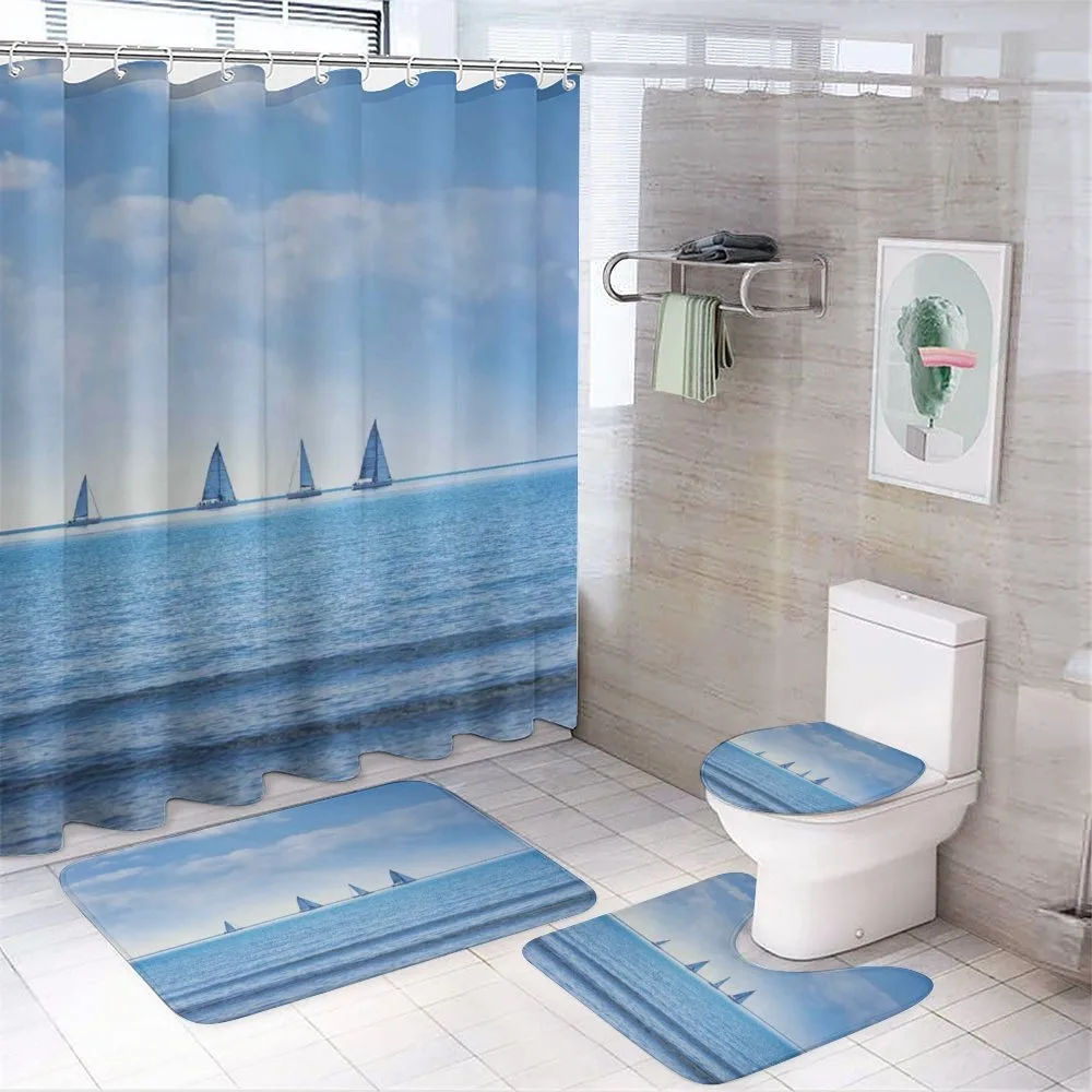 Sailing Boat on Ocean — 4-Piece Bathroom Set preview