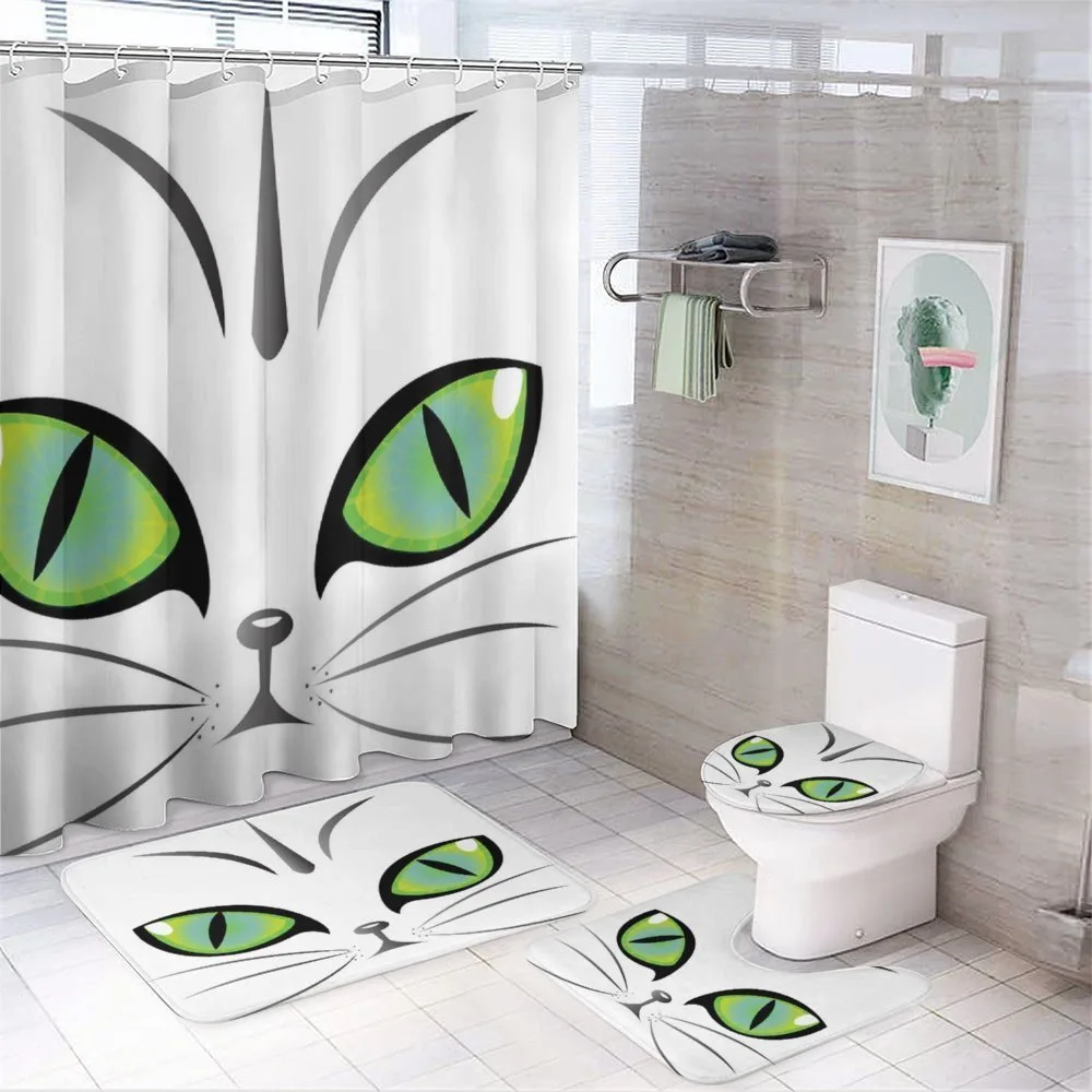 Siberian Cat Watchful Face — 4-Piece Bathroom Set preview