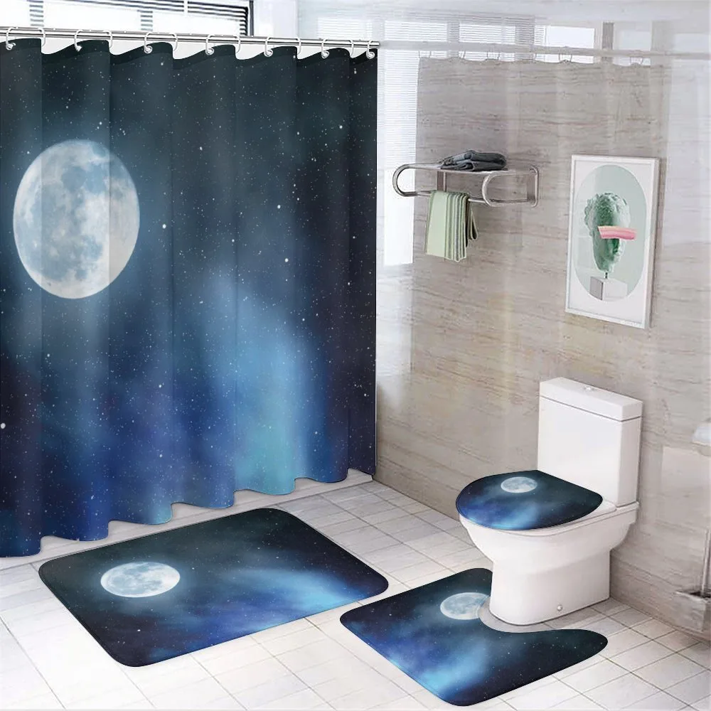 Starry Night Sky Full Moon — 4-Piece Bathroom Set preview